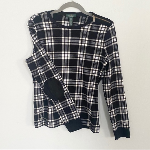 Lauren Ralph Lauren Tops - NWT Lauren Ralph Lauren Plaid Elbow Patch Top